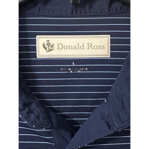 Donald Ross Sportswear Short Sleeve Polo Shirt Blue Striped Men’s Size Large - Picture 4 of 8